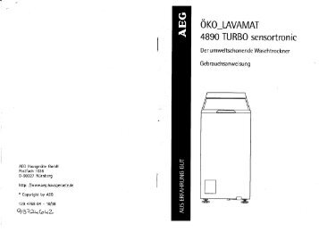 AEG Hausgeräte GmbH Postfach 1036 D-90327 Nürnberg