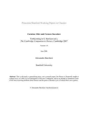Princeton/Stanford Working Papers in Classics - Princeton University