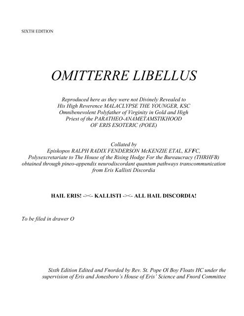 Ommiterre Libellus - Principia Discordia