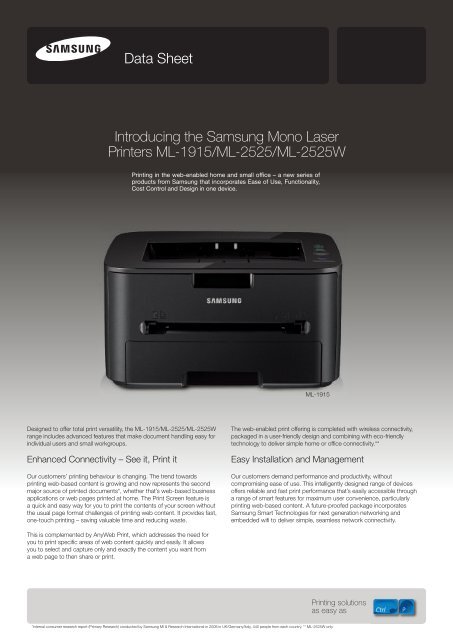 Samsung ML-1915 Brochure - Printerbase
