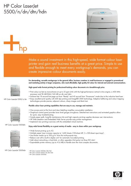 HP Color LaserJet 5500/n/dn/dtn/hdn - Printware