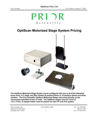 OptiScan Motorized Stage System Pricing - Prior Scientific, Inc.