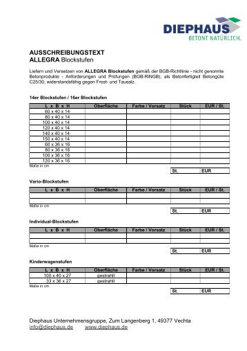 AUSSCHREIBUNGSTEXT ALLEGRA - Diephaus