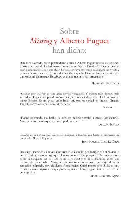 ALBERTO FUGUET Missing (una investigaciÃ³n) El ... - Prisa Ediciones