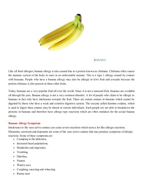BANANA Like all food allergies, banana allergy ... - Prism Web Pages