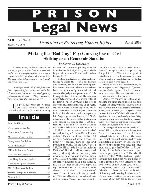 From the Editor - Prison Legal News
