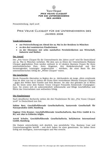 Prix Veuve Clicquot fÃ¼r die Unternehmerin des Jahres 2008