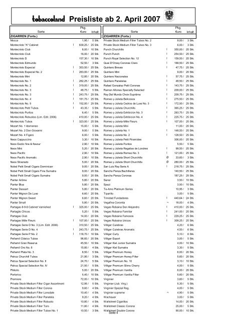 PREISLISTE 070402