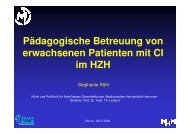 PÃ¤dagogische Betreuung von erwachsenen Patienten mit CI im HZH