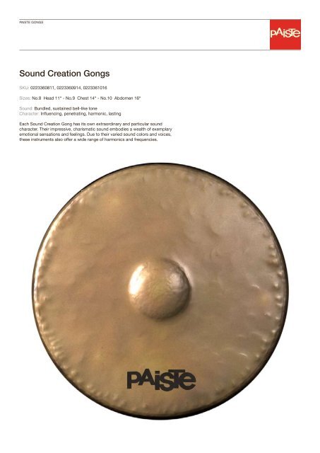 Gongs Catalog - Musicworld.bg