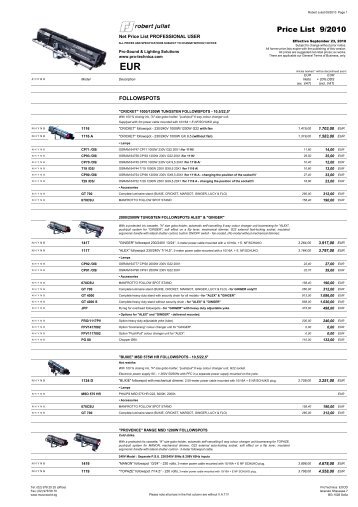 prices and specifications subject to change without - Pro-Technica