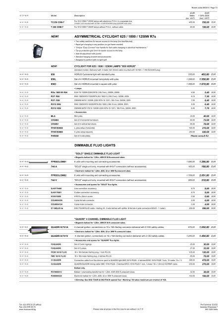 prices and specifications subject to change without - Pro-Technica