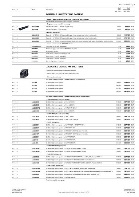 prices and specifications subject to change without - Pro-Technica