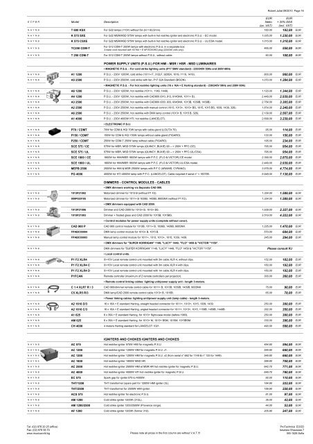 prices and specifications subject to change without - Pro-Technica