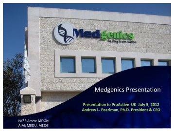 Medgenics One2One Investor Presentation - Proactive Investors