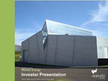 Wasabi Energy One2One Investor Presentation - Proactive Investors