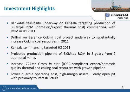 Universal Coal - One2One Presentation - 13th January 2011