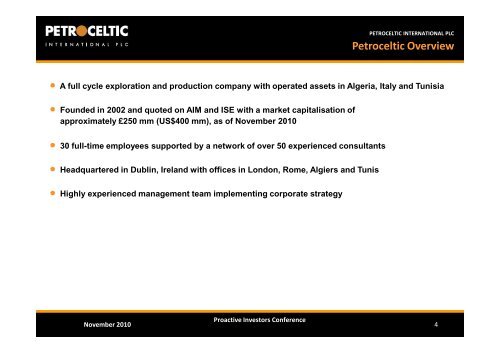 Petroceltic International One2One Presentation - Proactive Investors