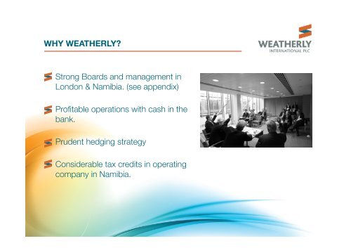 Weatherly International One2One Investor Presentation 18th April ...