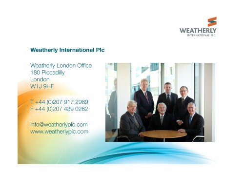 Weatherly International One2One Investor Presentation 18th April ...