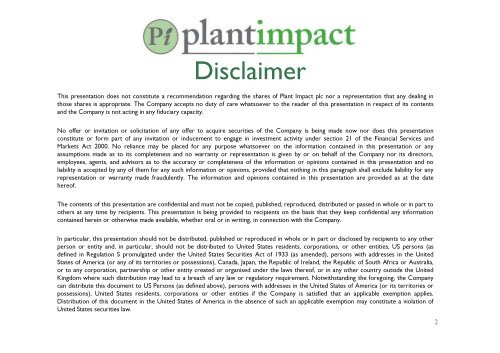 Plant Impact One2One Forum Presentation (PDF) - Proactive Investors