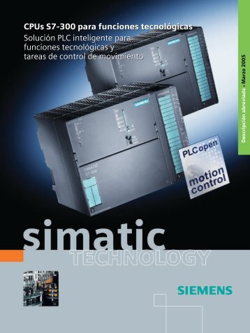 CPUs S7-300 para funciones tecnológicas - Solución PLC ...