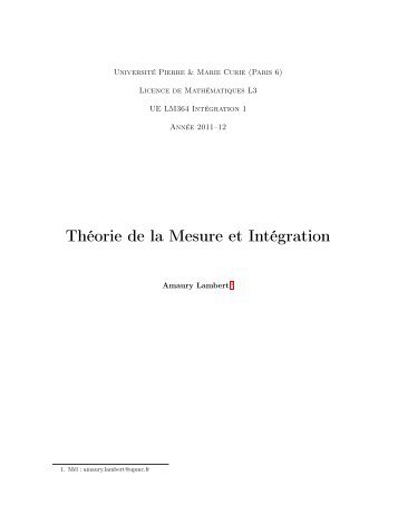 ThÃ©orie de la Mesure et IntÃ©gration