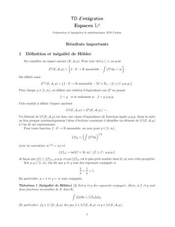 TD d'intÃ©gration Espaces L