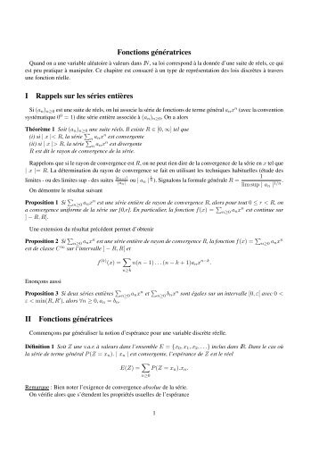 Notes de Cours 5 - Laboratoire de ProbabilitÃ©s et ModÃ¨les AlÃ©atoires
