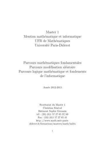 Brochure (pdf) - Laboratoire de ProbabilitÃ©s et ModÃ¨les AlÃ©atoires