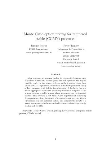 Monte Carlo option pricing for tempered stable (CGMY) processes
