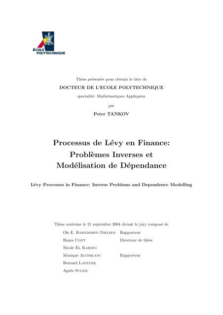 Processus de LÃ©vy en Finance - Laboratoire de ProbabilitÃ©s et ...