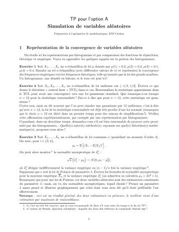 TP pour l'option A Simulation de variables alÃ©atoires