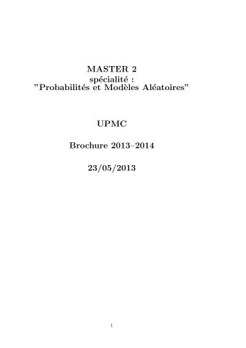 Brochure 2013-2014 - Laboratoire de ProbabilitÃ©s et ModÃ¨les ...