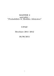 ProbabilitÃ©s et Mod`eles AlÃ©atoiresâ UPMC Brochure 2011â2012 30 ...