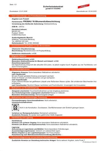 Sicherheitsdatenblatt Â· Handelsname: PROBAU 1K ...