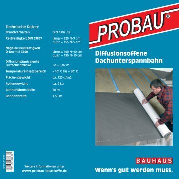 Diffusionsoffene Dachunterspannbahn - Probau Baustoffe