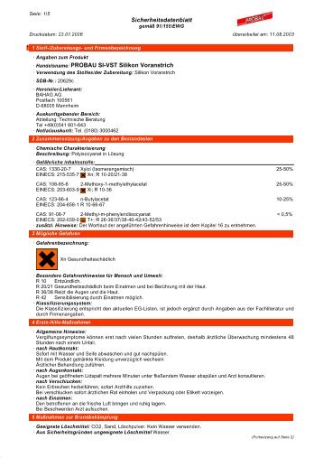 Sicherheitsdatenblatt Â· Handelsname: PROBAU SI-VST Silikon ...
