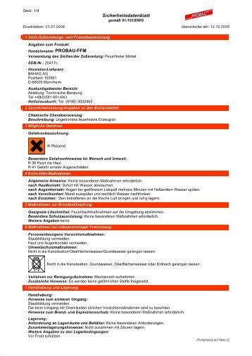 Sicherheitsdatenblatt