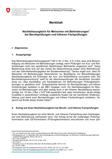 Pdf des BBT zu Â«Nachteilsausgleich fÃ¼r Menschen mit ... - Procap