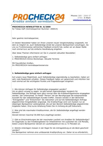 Newsletter 08/2009 - procheck24.de