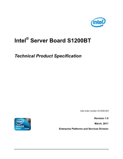 Intel Server Board S1200BT - PROconsult Data A/S