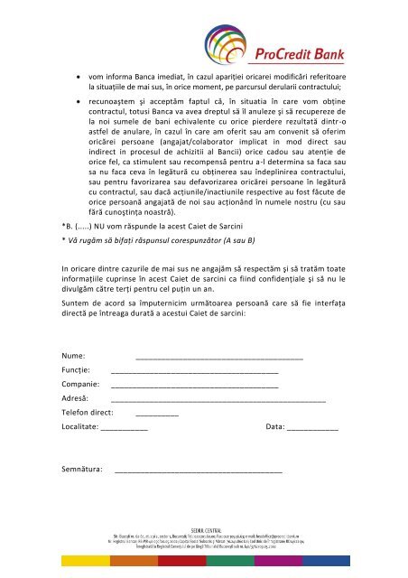 Selectie furnizor servicii creatie si design depunere ... - ProCredit Bank