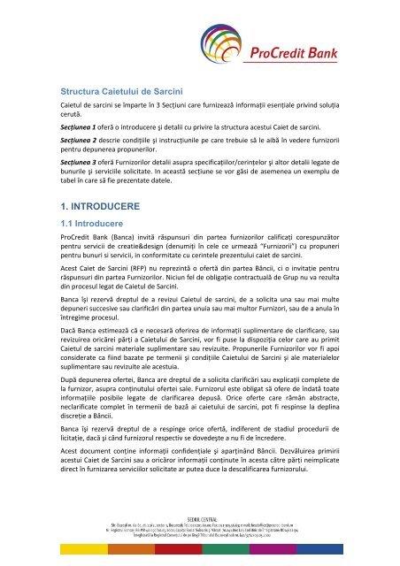 Selectie furnizor servicii creatie si design depunere ... - ProCredit Bank