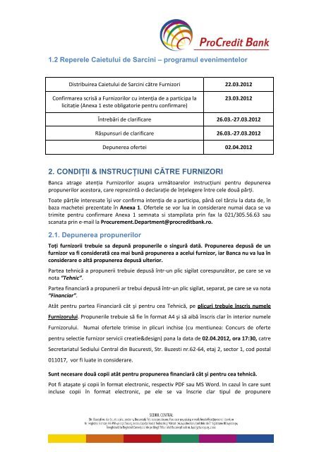 Selectie furnizor servicii creatie si design depunere ... - ProCredit Bank