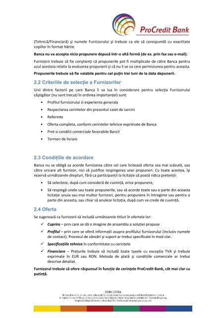 Selectie furnizor servicii creatie si design depunere ... - ProCredit Bank