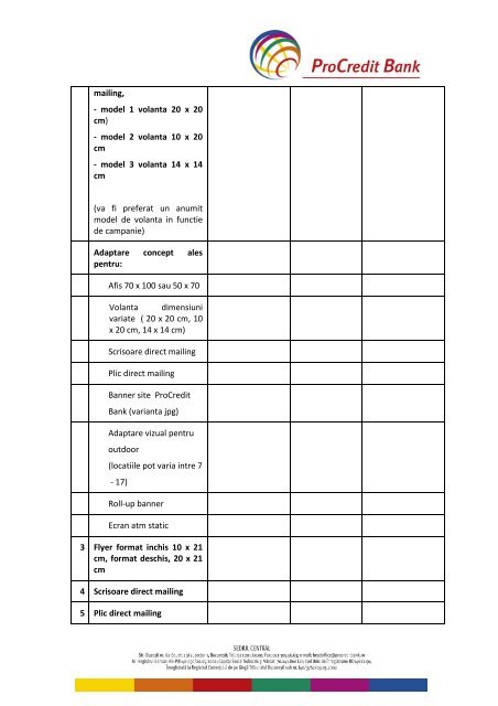 Selectie furnizor servicii creatie si design depunere ... - ProCredit Bank