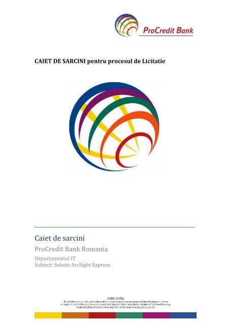 Caiet de sarcini - ProCredit Bank