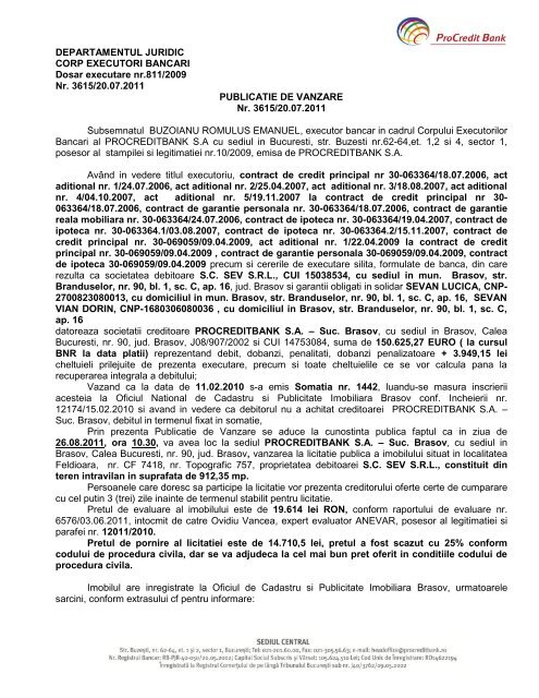 DEPARTAMENTUL JURIDIC - ProCredit Bank