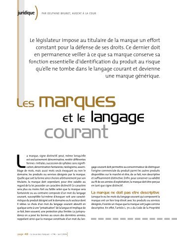 Les marques et le langage courant - Prodimarques